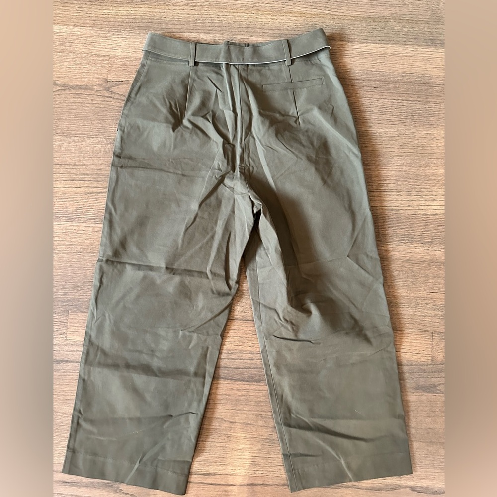 310MOOD Cropped Olive Green Straight Leg/Wide Leg Pants-Size Small - Picture 2 of 6
